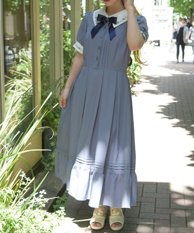 Ribbon Bleach Rose Embroidery Dress – axes femme from JAPAN