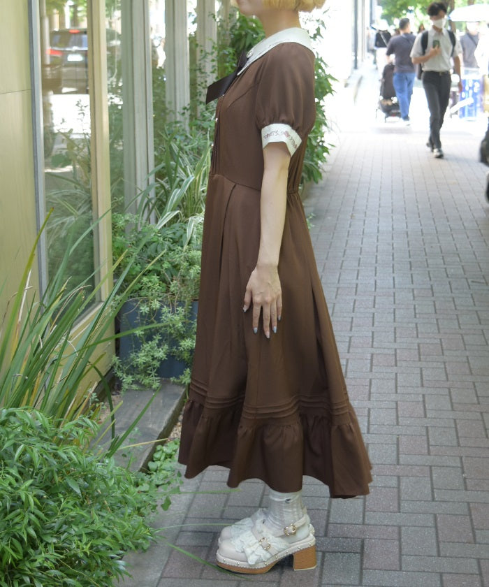 Ribbon Bleach Rose Embroidery Dress – axes femme from JAPAN