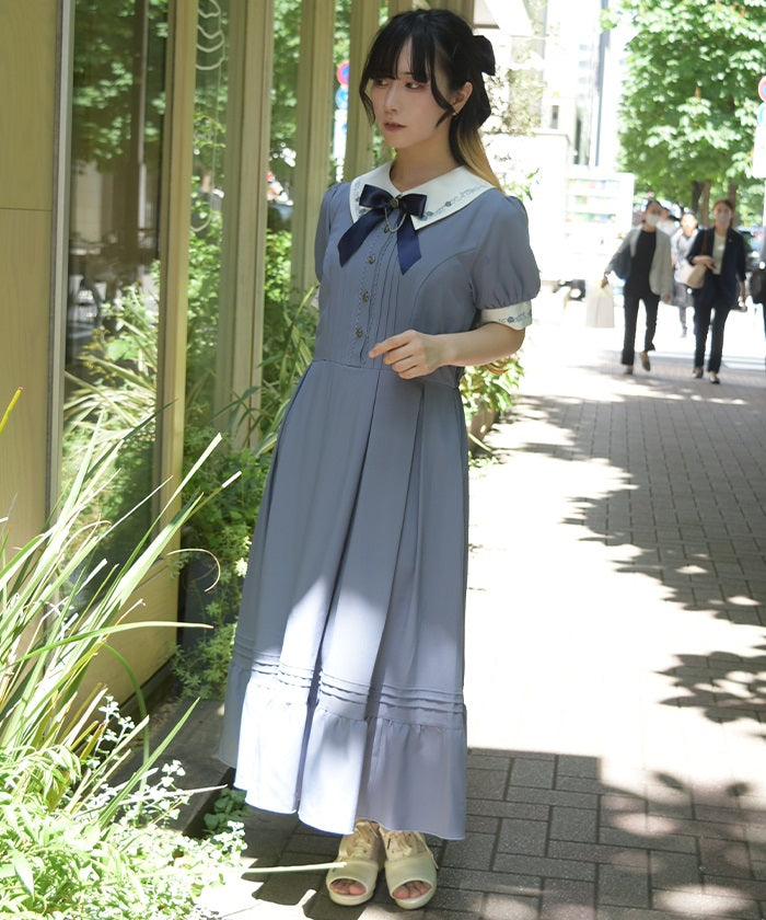 Ribbon Bleach Rose Embroidery Dress – axes femme from JAPAN