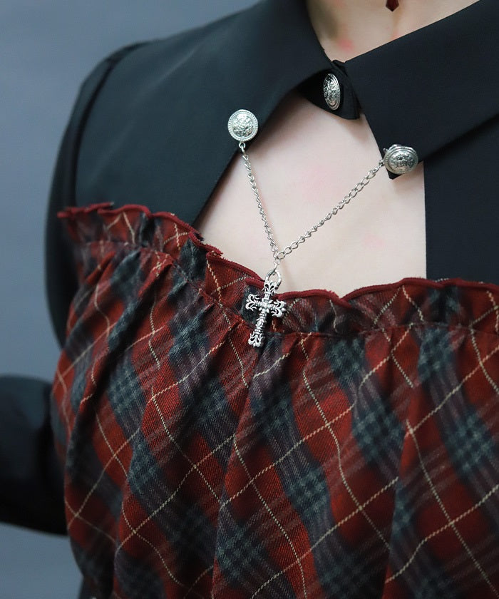 Asymmetric Frill Check Dress