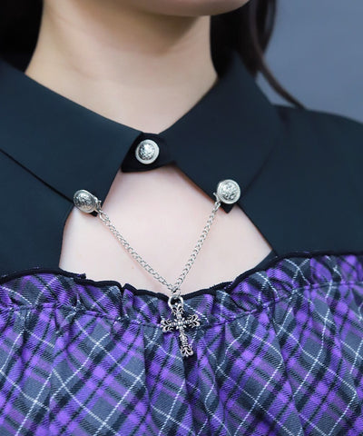 Asymmetric Frill Check Dress