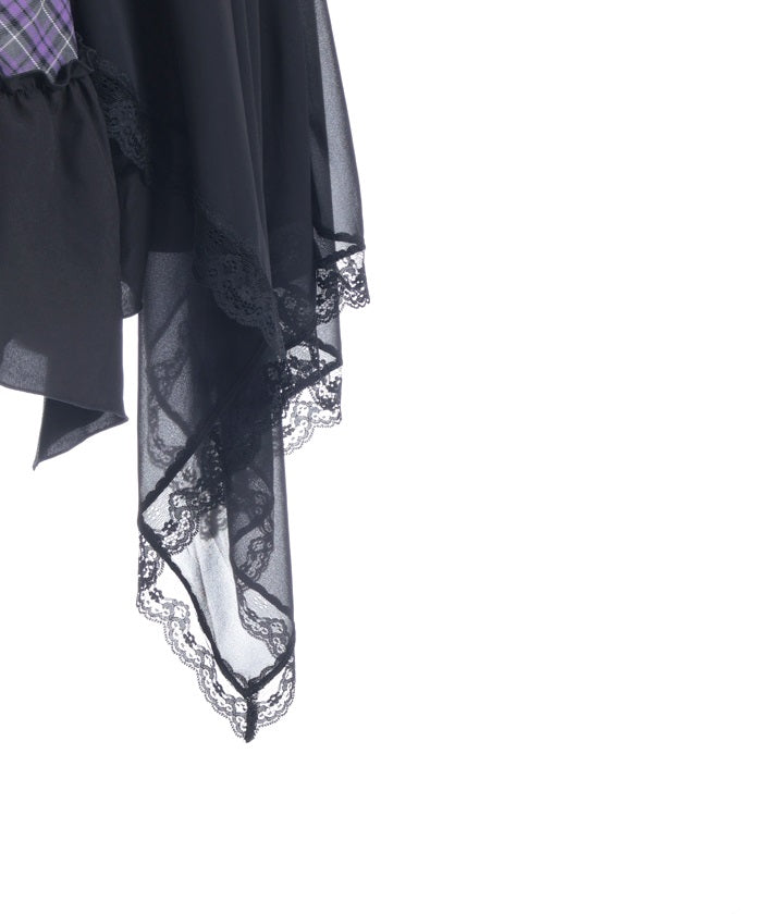 Asymmetric Frill Check Dress