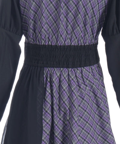 Asymmetric Frill Check Dress