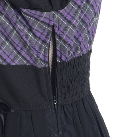 Asymmetric Frill Check Dress