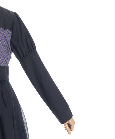 Asymmetric Frill Check Dress