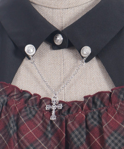 Asymmetric Frill Check Dress