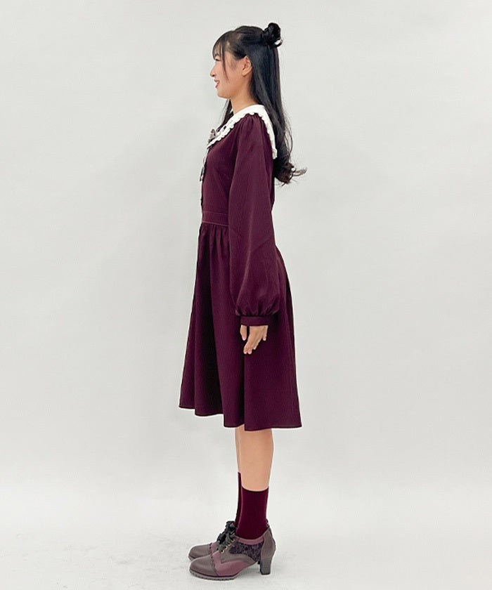 Cat & Musical Note Embroidery Sailor Dress – axes femme from