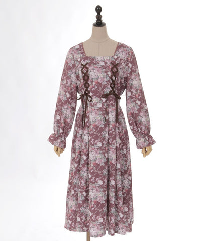 Fraise Rose Pattern Dress