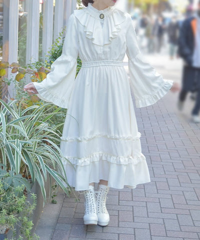 Princess Sleeves Style Ruffle Frill Dress