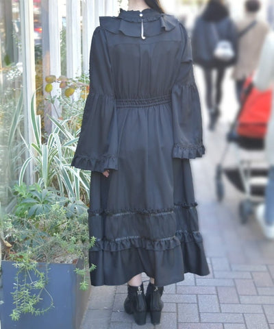 Princess Sleeves Style Ruffle Frill Dress