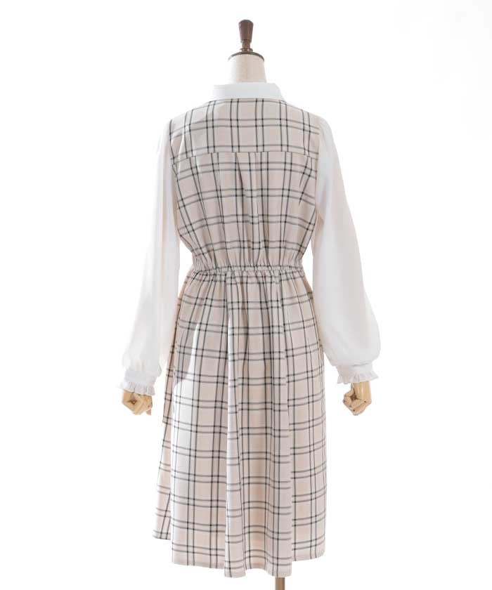 Plaid Ribbon Docking Dress