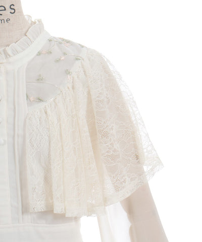 Embroidery Tulle Cape Dress (Pre-order)