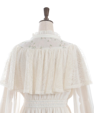 Embroidery Tulle Cape Dress (Pre-order)