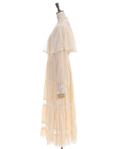 Embroidery Tulle Cape Dress (Pre-order)