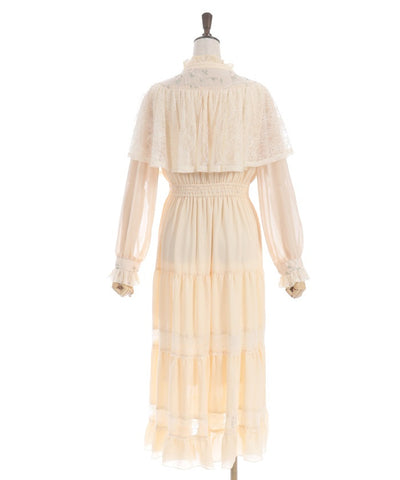 Embroidery Tulle Cape Dress (Pre-order)