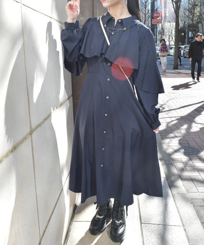 Cape Style Frill Dress