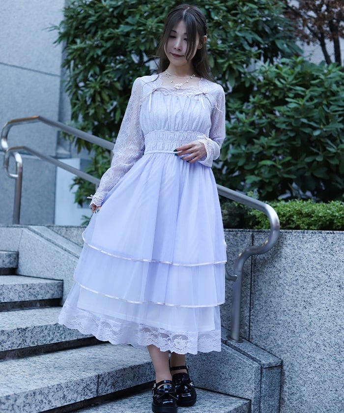 Lace Tiered Tulle Dress – axes femme from JAPAN