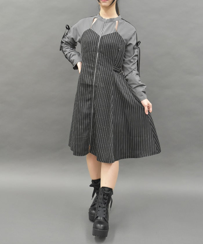 Drawstring Sleeve Army Dress