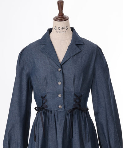 Double Lace-Up Denim Dress