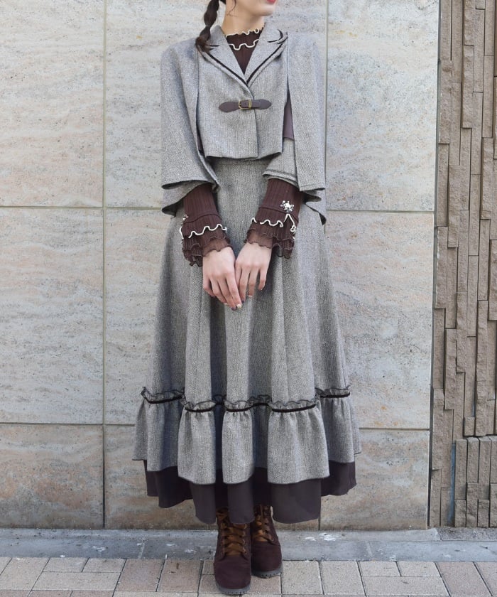 Herringbone Cape Jacket