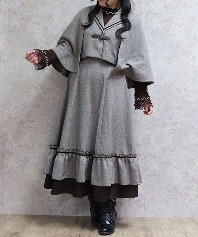 Herringbone Cape Jacket