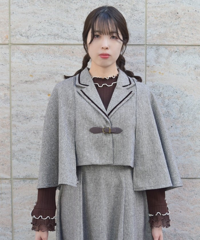 Herringbone Cape Jacket