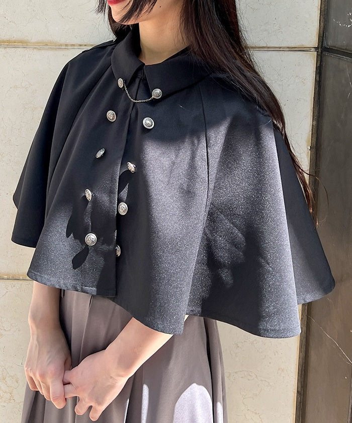 Double Button Cape with Chain