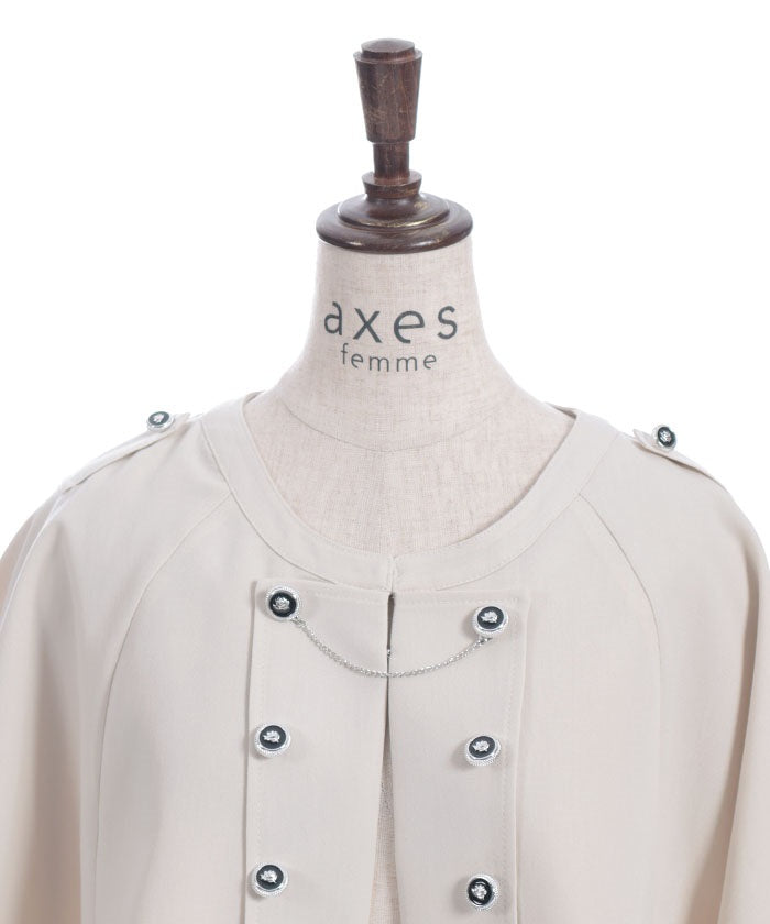 Double Rose Button Cape with Chain