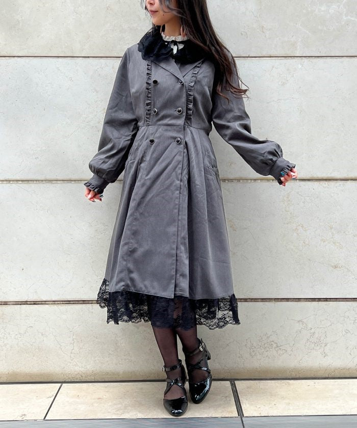 Lace Collar Trench Coat