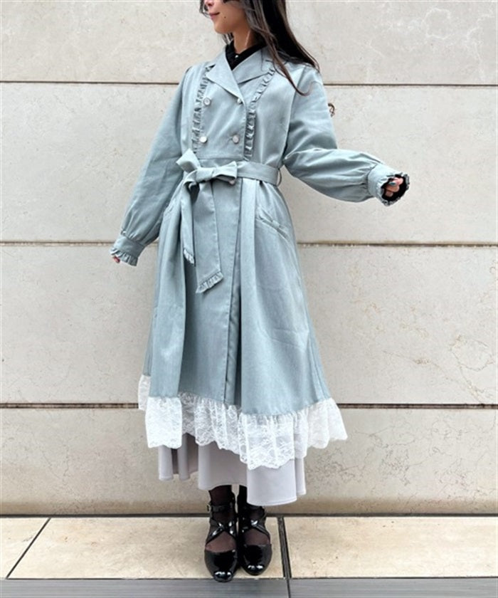 Lace Collar Trench Coat