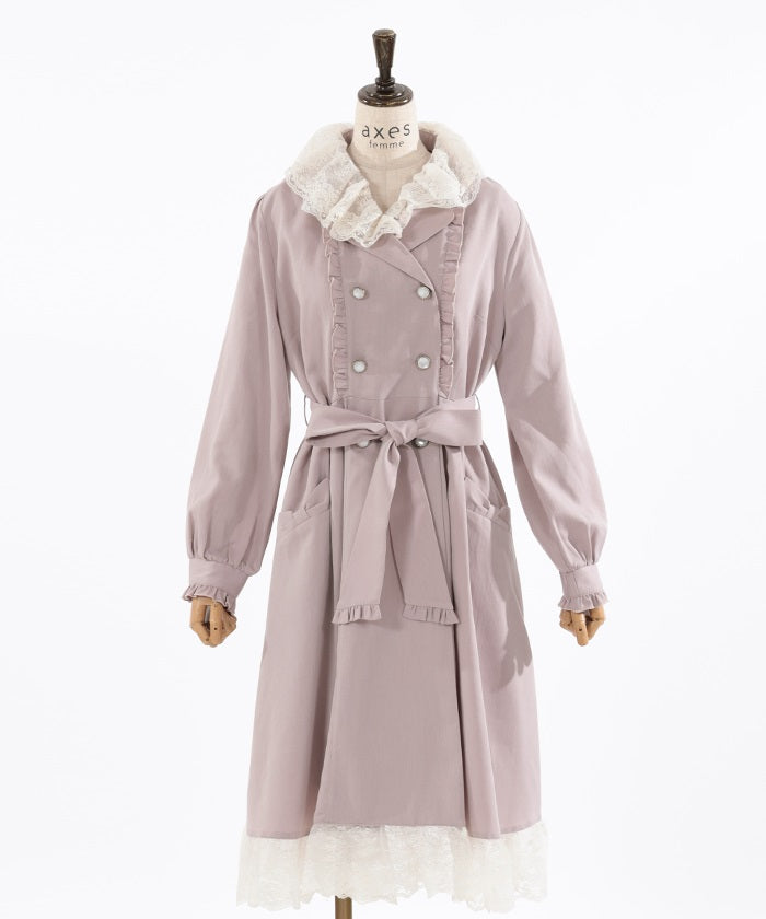 Lace Collar Trench Coat