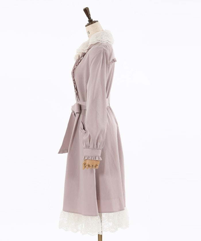 Lace Collar Trench Coat