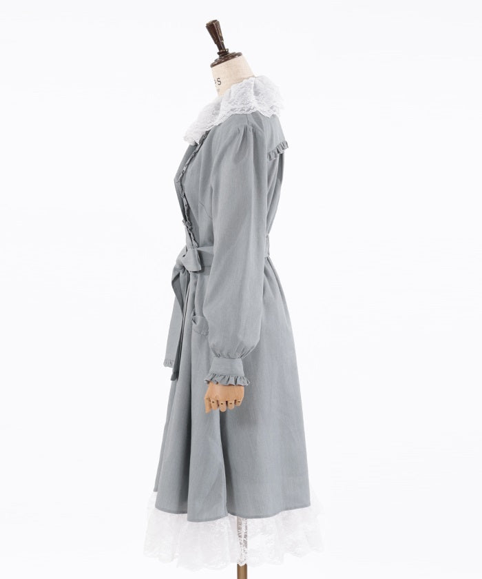 Lace Collar Trench Coat