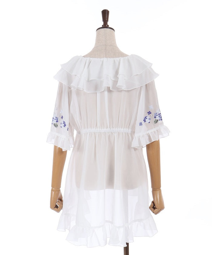 Hydrangea Embroidery Frill Gown – axes femme from JAPAN