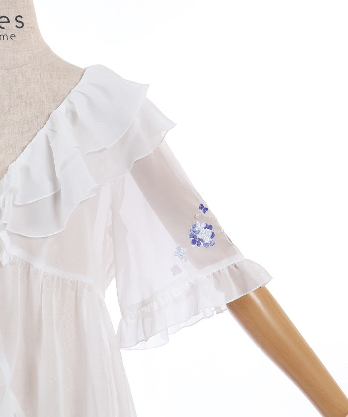 Hydrangea Embroidery Frill Gown – axes femme from JAPAN