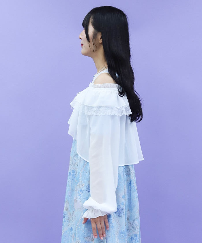 Off-Shoulder Chiffon Bolero