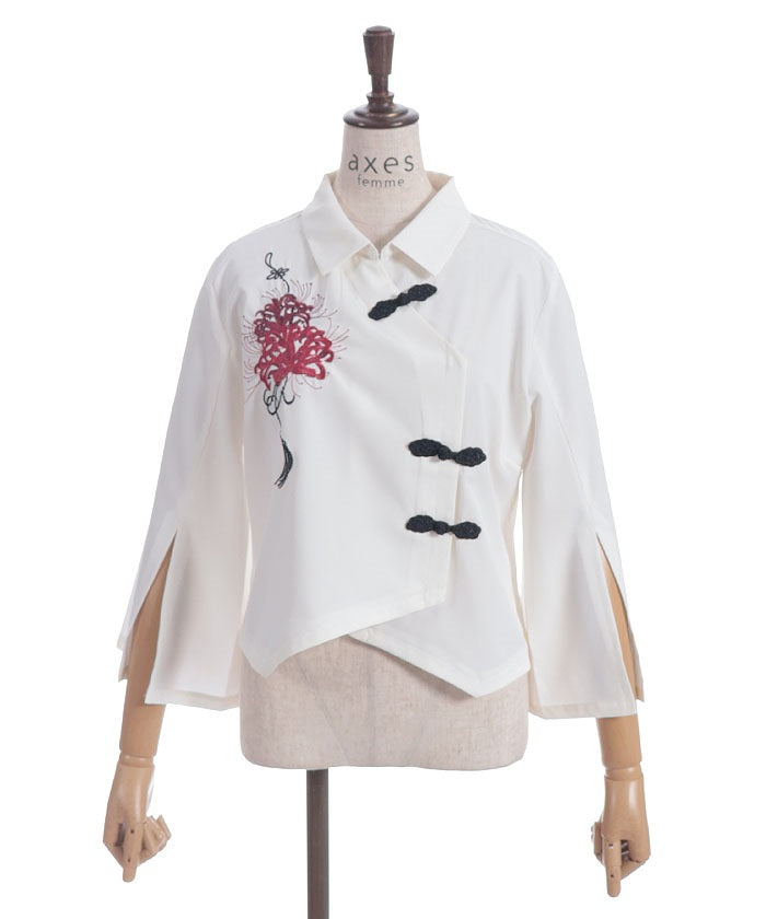 Higanbana Embroidery Short Shirt – axes femme from JAPAN