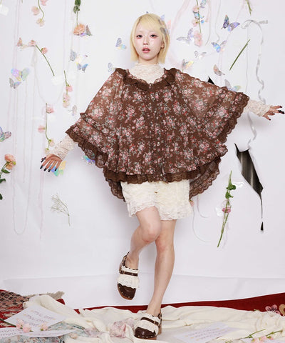 Axes femme花柄ポンチョ Floral Pattern Poncho – axes femme from JAPAN