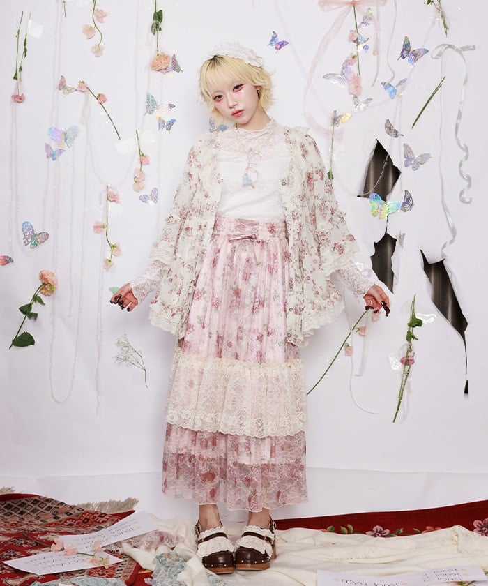 Floral Pattern Poncho – axes femme from JAPAN