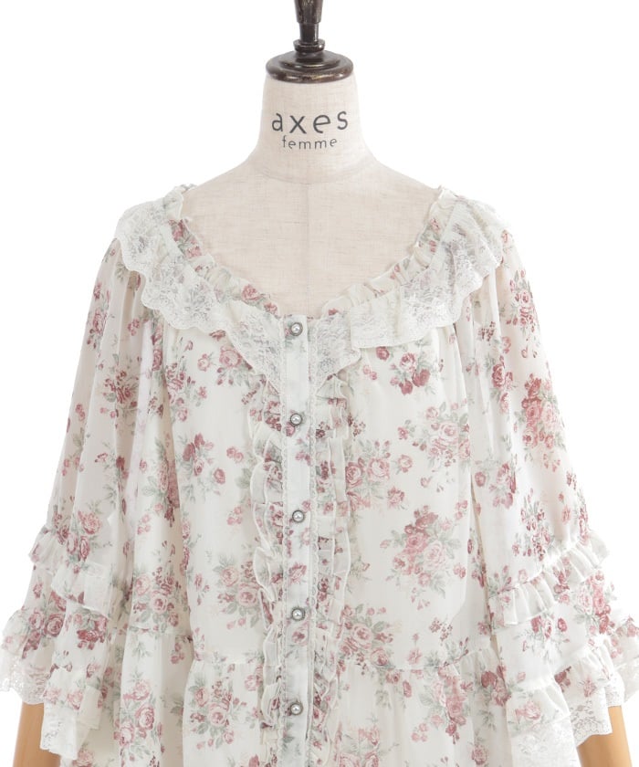 Floral Pattern Poncho – axes femme from JAPAN