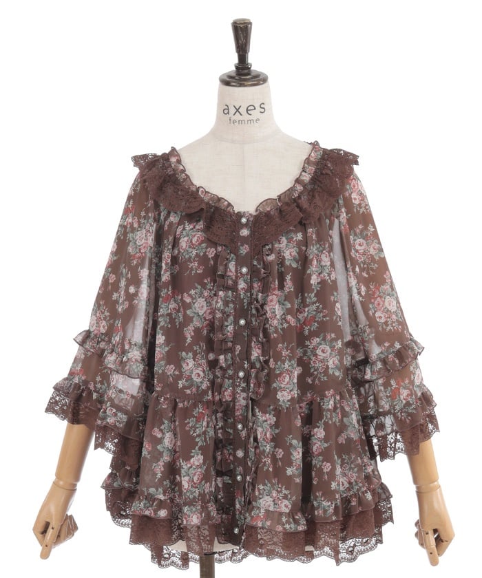 Floral Pattern Poncho – axes femme from JAPAN