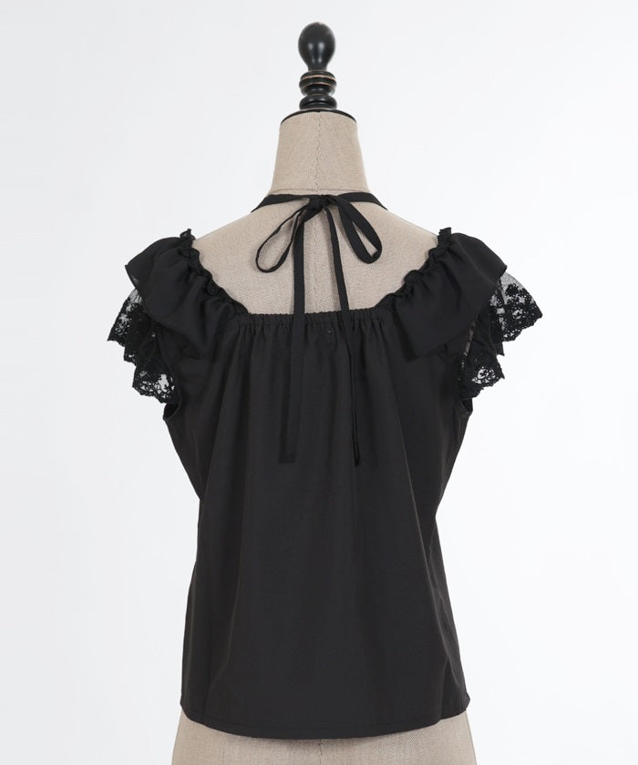 Shoulder Frill Sleeveless Blouse