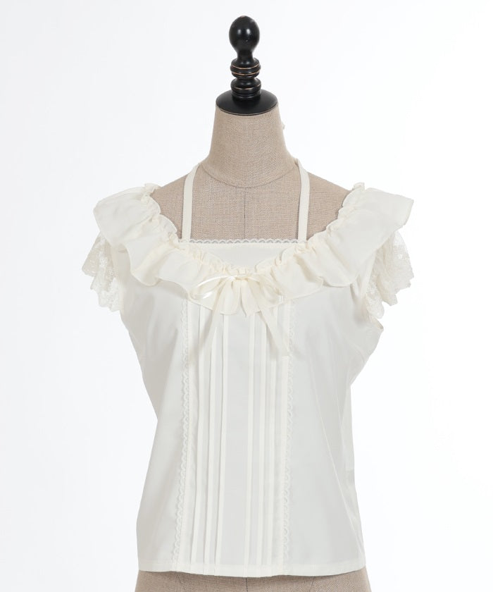 Shoulder Frill Sleeveless Blouse