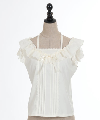 Shoulder Frill Sleeveless Blouse