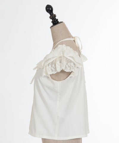 Shoulder Frill Sleeveless Blouse