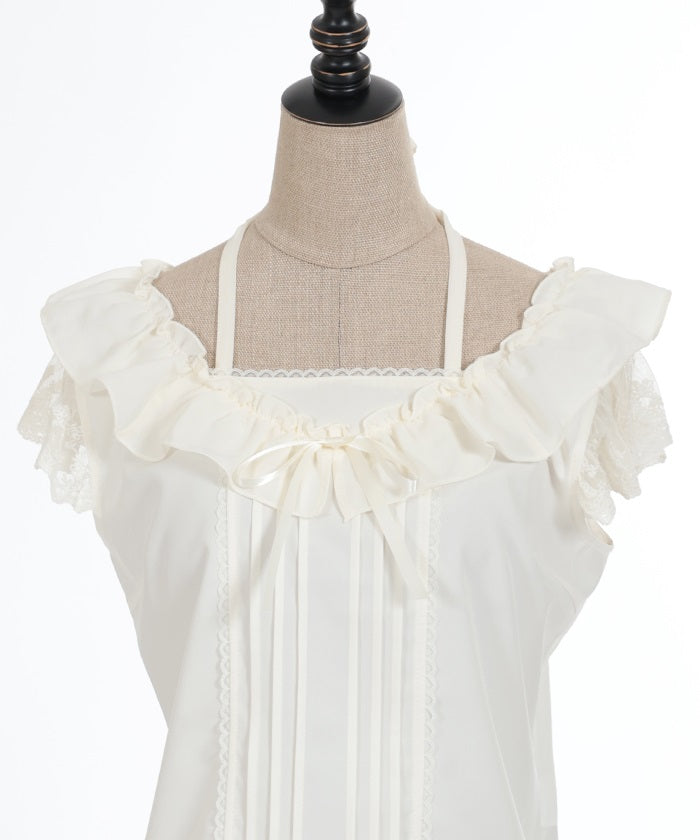 Shoulder Frill Sleeveless Blouse