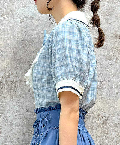 Jabot Frill Blouse with Brooch