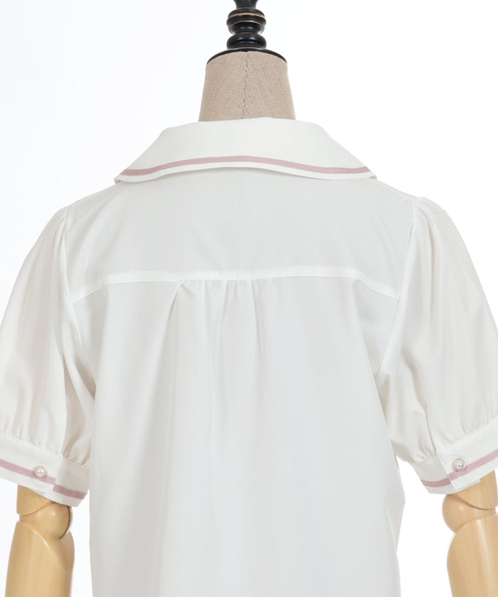 Jabot Frill Blouse with Brooch