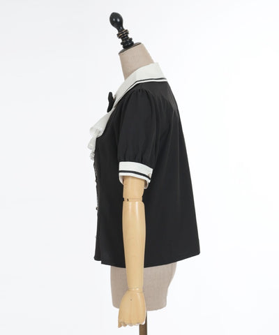 Jabot Frill Blouse with Brooch