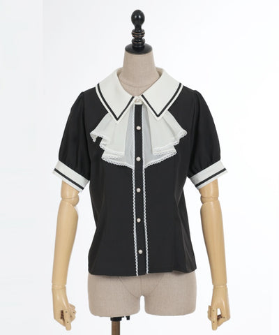 Jabot Frill Blouse with Brooch